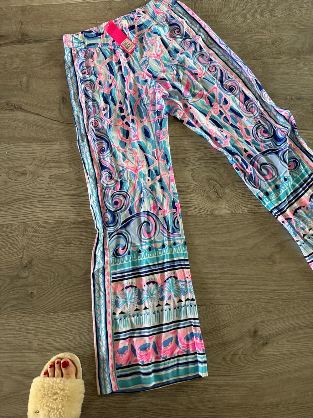Lilly Pulitzer Pink & Blue Printed Wide-Leg Pants